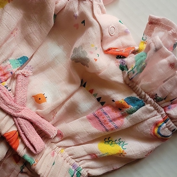 Viverano Organic Comfort Ruffle & Tie Back Romper (Organic Muslin) - Picture 4 of 9